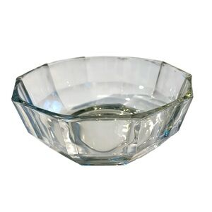 Vintage 1960's Italian 10 sided Heavy Clear Glass Serving Bowl 10" Diameter MCM